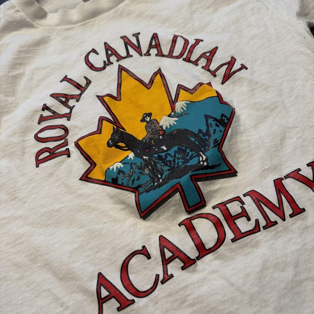 Vintage Royal Canadian Academy Shirt Mens Large White Tee T-Shirt Discus USA - Picture 5 of 10